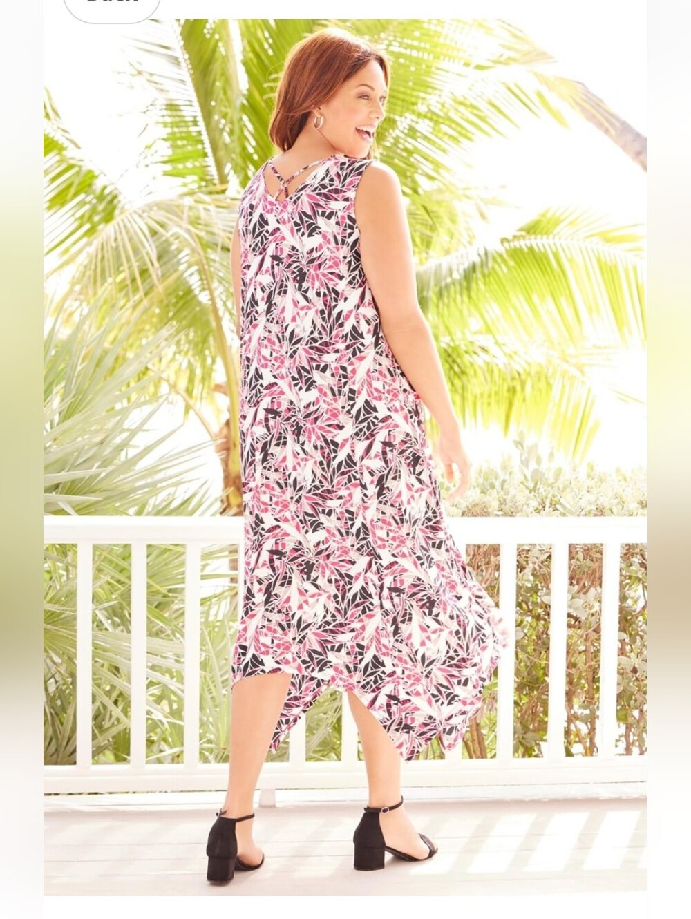Nwt 4X Catherines Pink Chevron Sleeveless Maxi Dress with Keyhole No Pockets - Picture 5 of 16